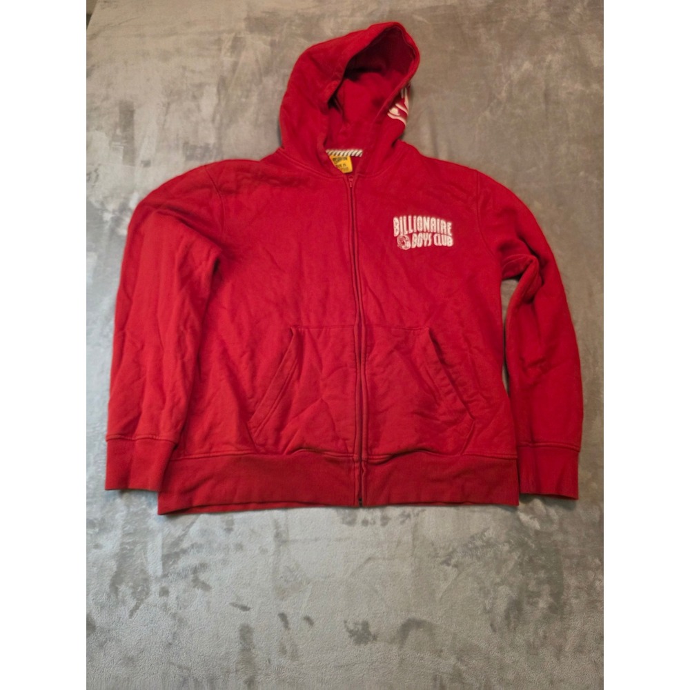 Billionaire Boys Club Full Zip Hoodie Mens XL Red Embroidered Arch Logo Hood